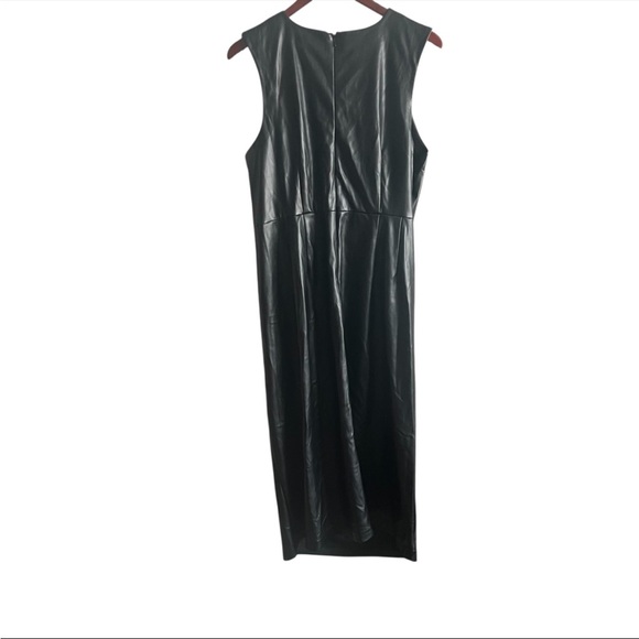 Eloquii Draped Faux Leather Dress, New with Tags, Black - Picture 3 of 7